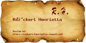 Rückert Henrietta névjegykártya